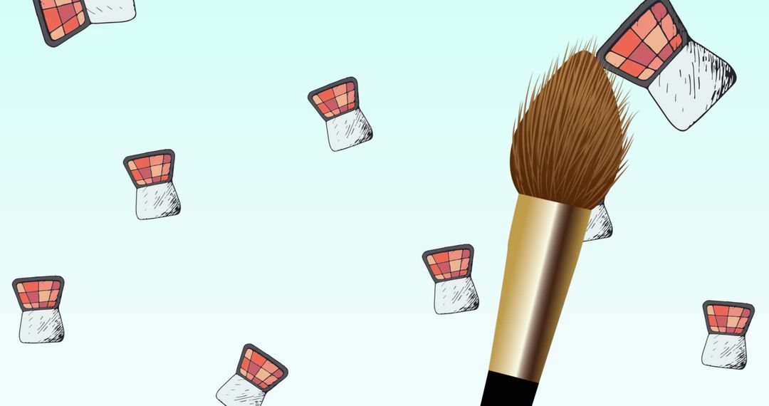 Cosmetic Brush with Chic Makeup Pattern on White
