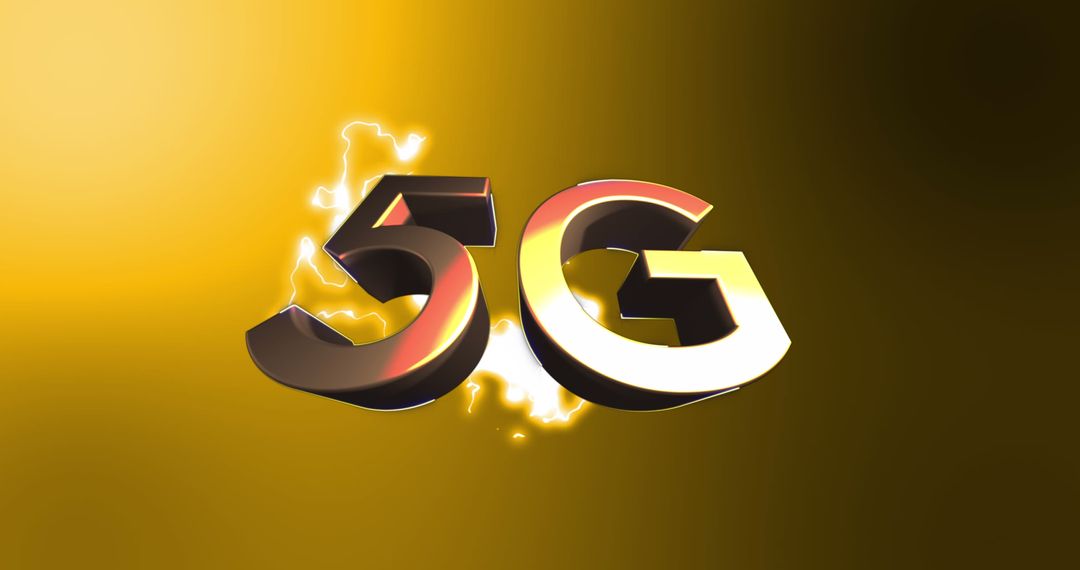 Dynamic 5G Symbol with Lightning on Vibrant Background