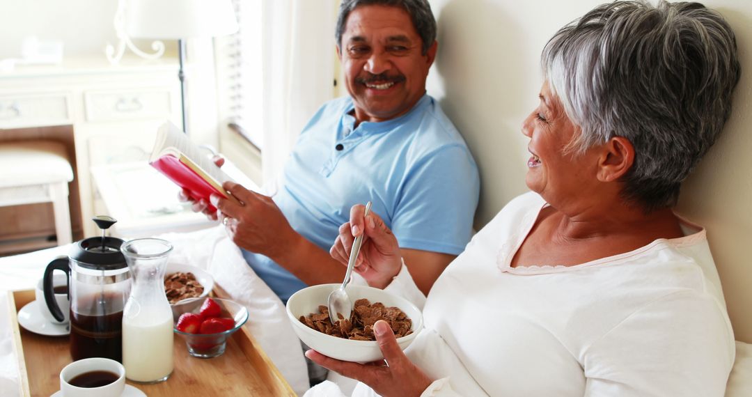 Senior Couple Enjoying Relaxed Breakfast Together