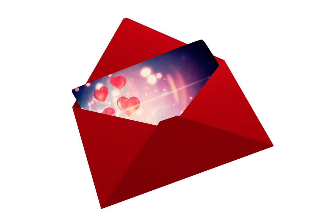 Transparent Red Envelope with Love Letter and Hearts - Download Free Stock Images Pikwizard.com