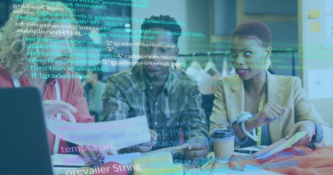 Business Team Collaborating on Data with Laptop and Charts