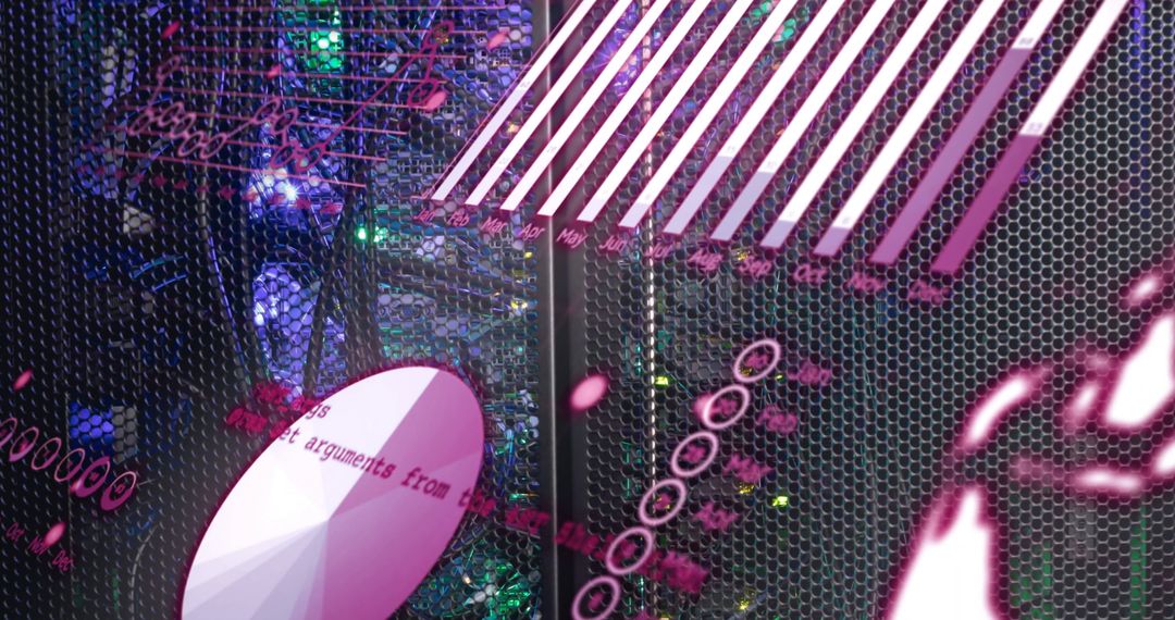 Futuristic Digital Interface with Data Server Visualization