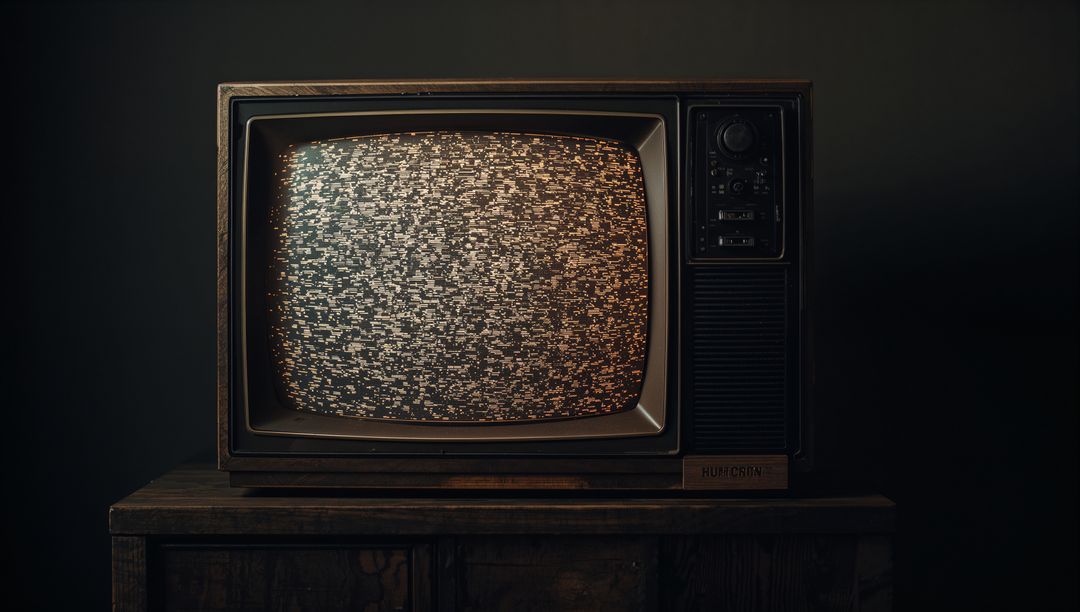 Vintage CRT Television Showing Static in Retro Style Setting