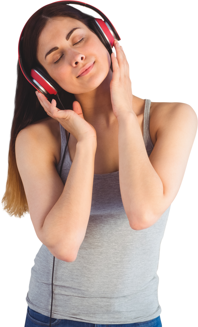 Transparent Image of Relaxed Woman Listening to Music with Headphones - Download Free Stock Images Pikwizard.com