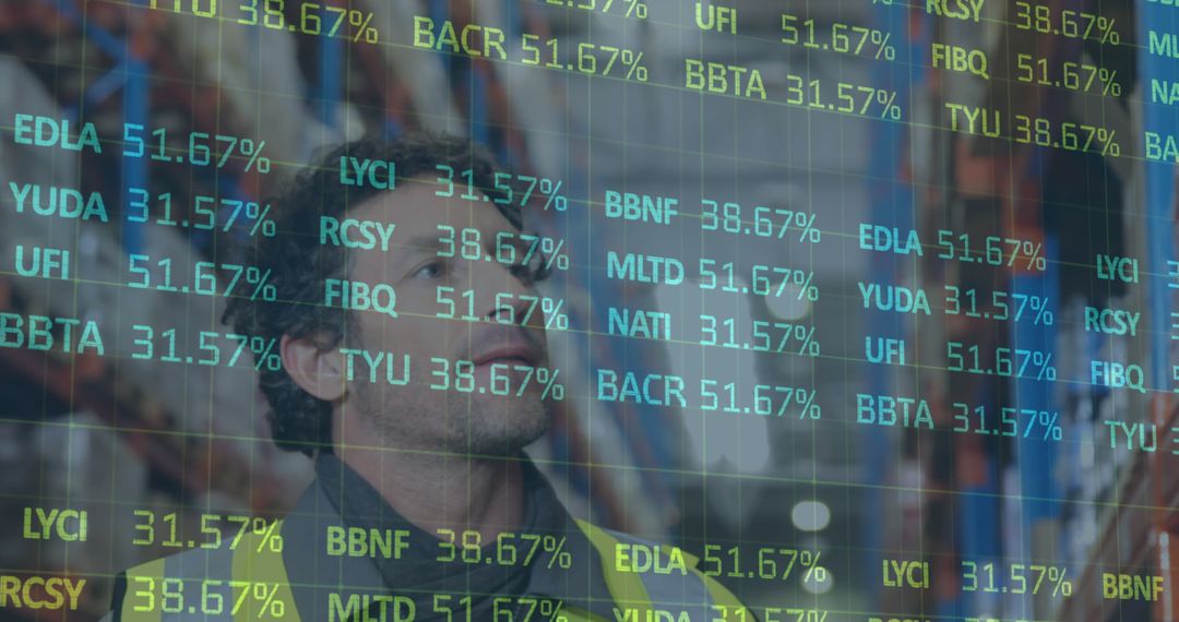 Warehouse Employee Analyzing Financial Data for Global Shipping