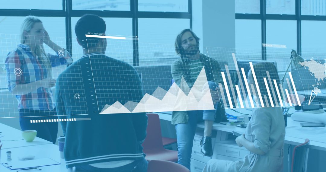 Financial Data Processing with Diverse Team in Modern Office