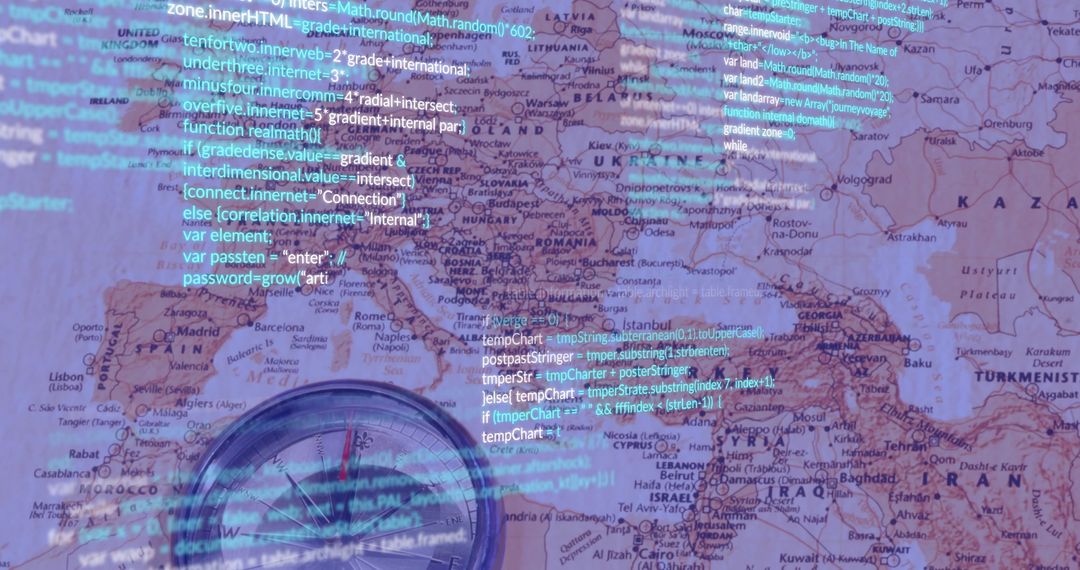 Global Data Processing Over World Map with Code Overlay