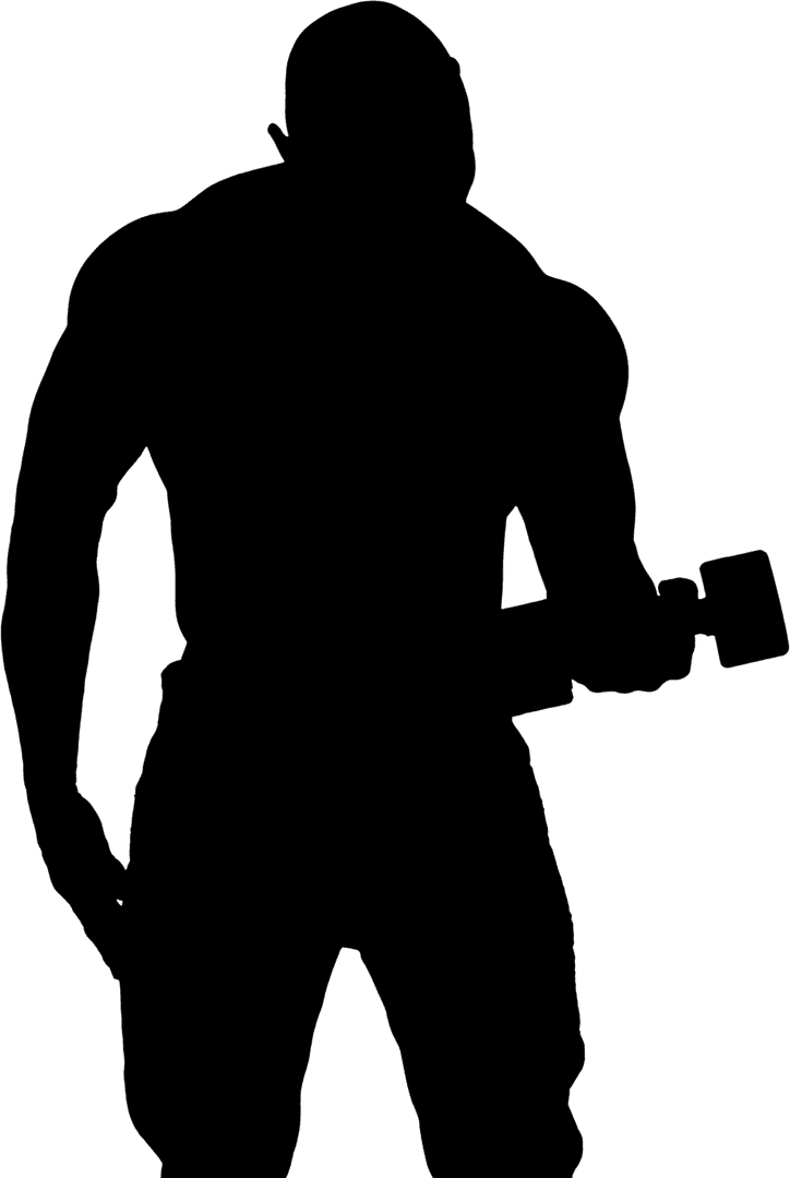 Transparent Silhouette of Man Holding Dumbbell Vector