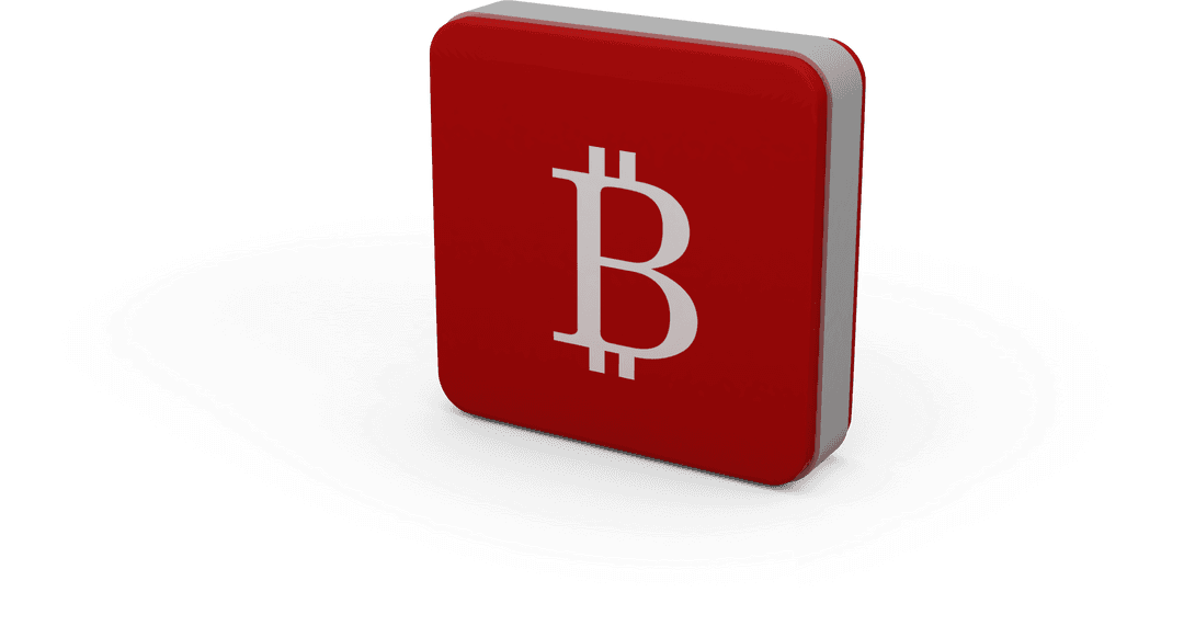 Transparent Vector Illustration of Red Bitcoin Brick