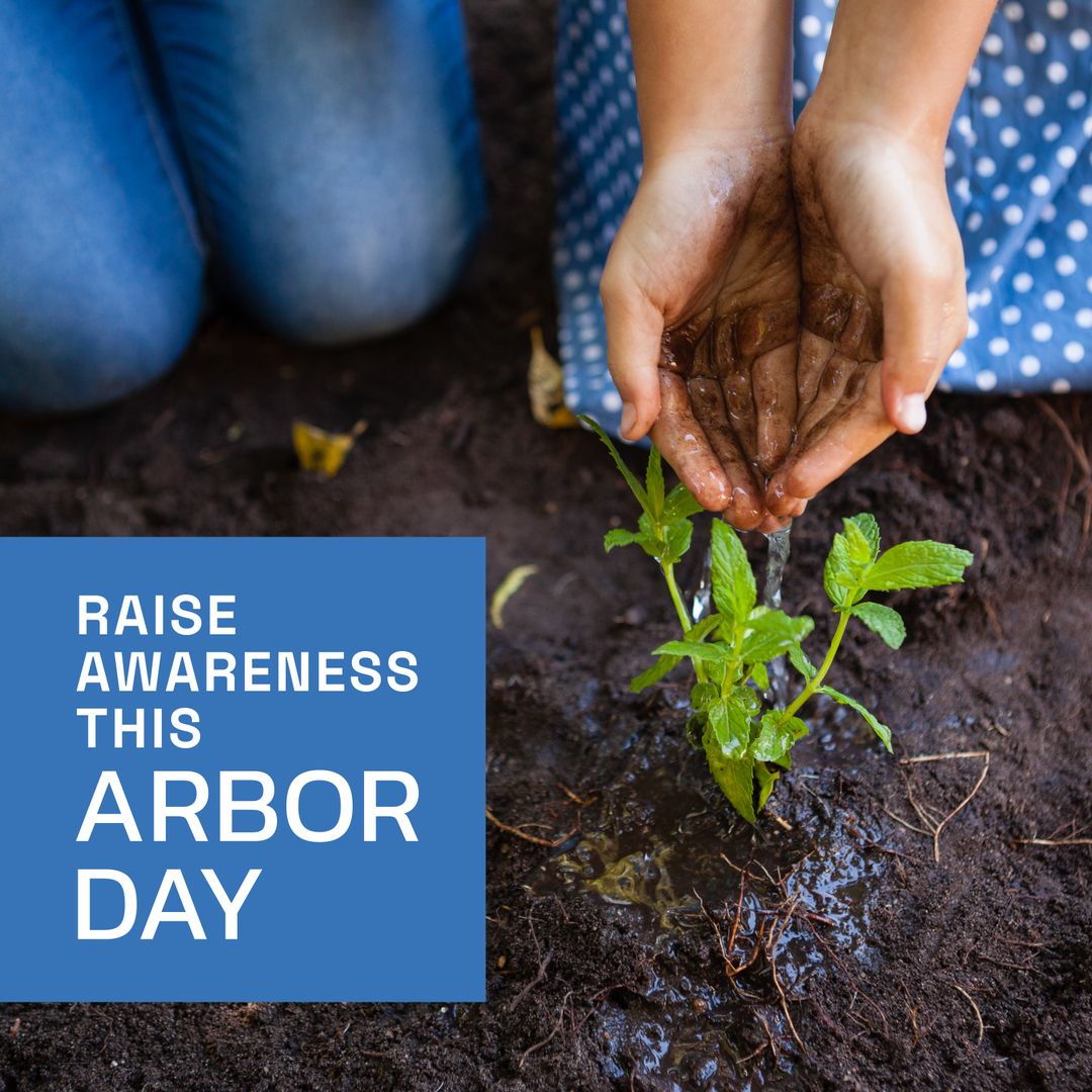 Child Plants Seedling for Arbor Day Awareness