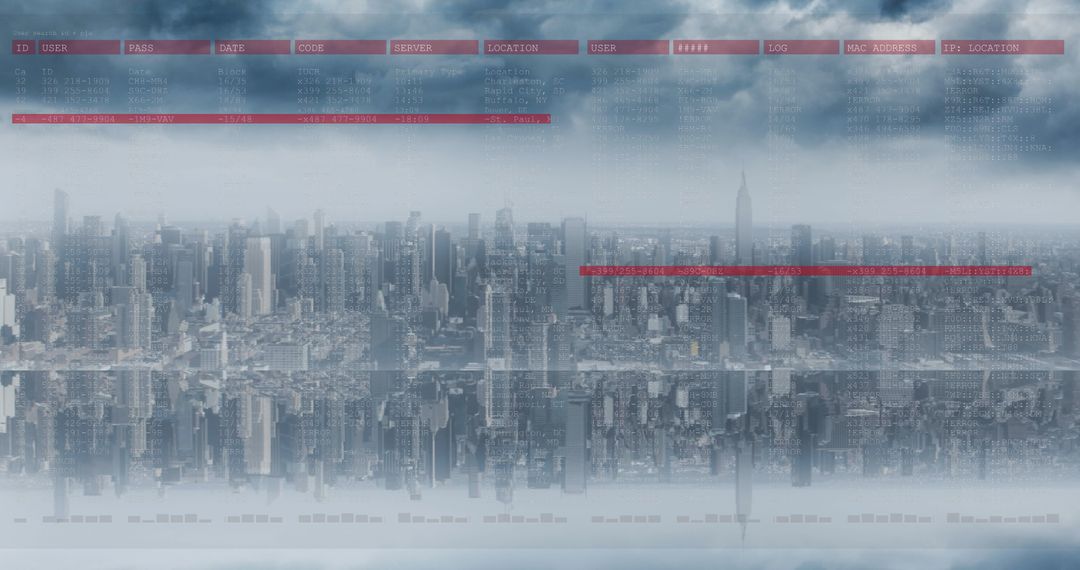 Futuristic Digital Data Overlay on Cityscape