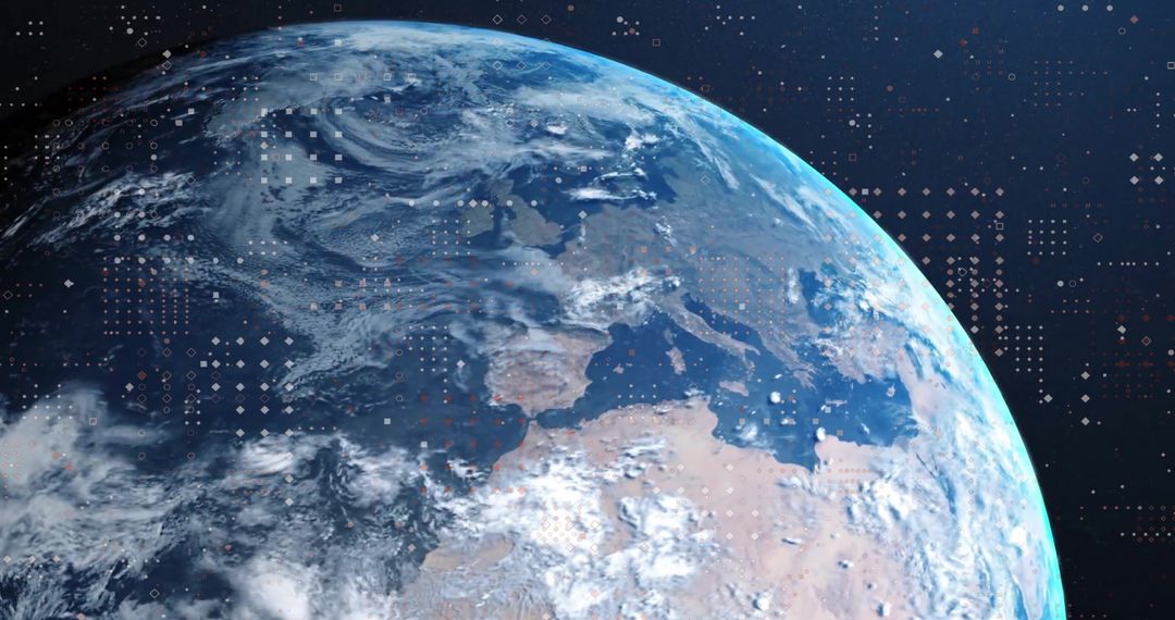 Digital Data Streams Flowing Over Earth's Surface