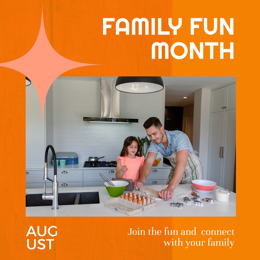 Father and Daughter Enjoy Family Fun Month Baking Together
