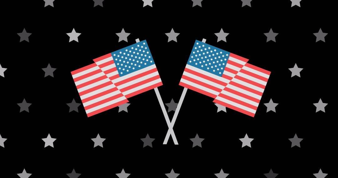 Pair of American Flags with Star Pattern on Black Background