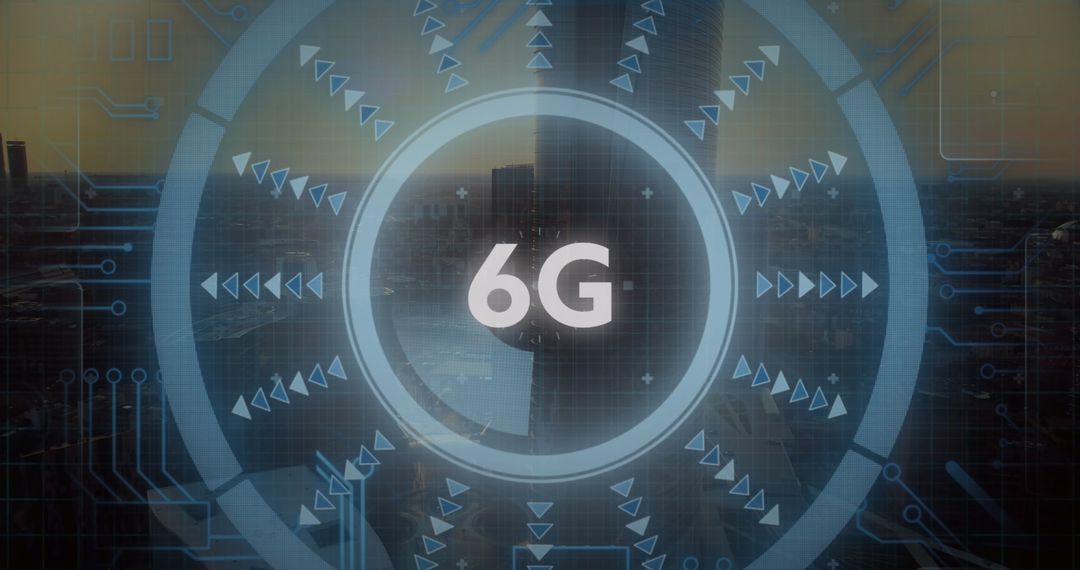 6G Technology Overlay on Modern Urban Skyline