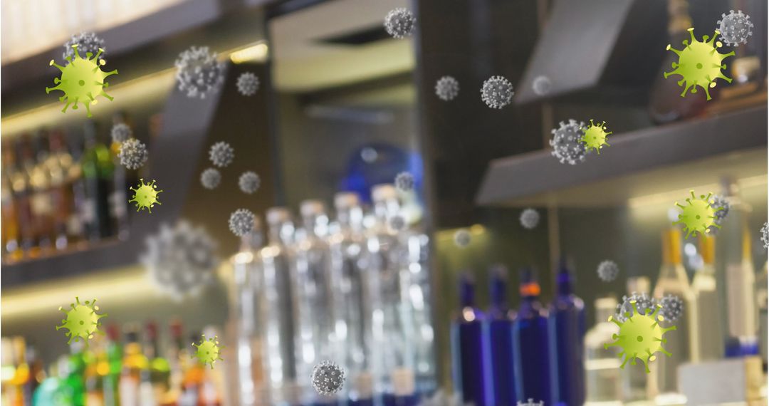 Floating Virus Cells in a Blurred Laboratory Setting