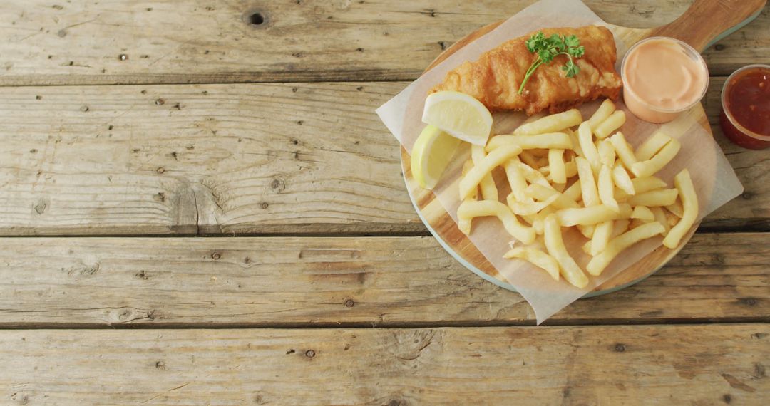 Classic Fish and Chips on Rustic Wooden Table - Free Images, Stock Photos and Pictures on Pikwizard.com