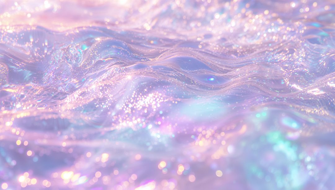 Dreamy Iridescent Waves with Glittering Fluidity in Pastel Tones