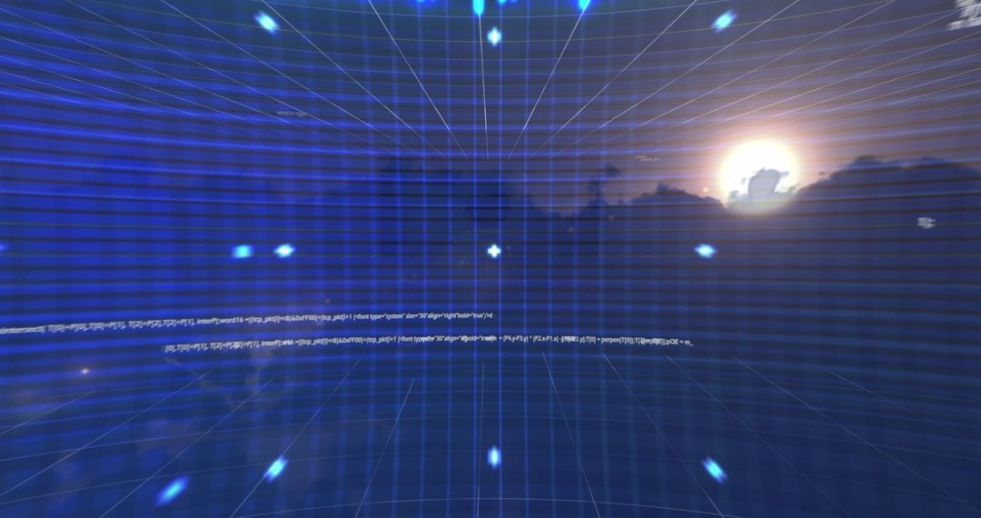 Futuristic Digital Interface with Blue Scanning Grid