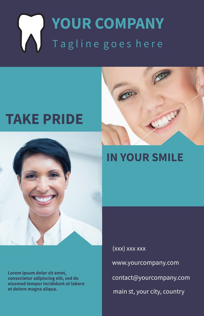 Professional Dental Care Flyer with Enthusiastic Smiling Women