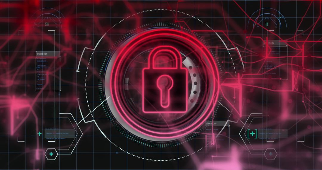 Futuristic Cybersecurity Technology Interface with Digital Padlock