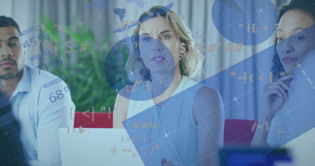 Business Meeting with Technology Interface Analysis Display