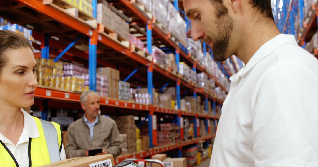 Warehouse Workers Scanning Package in Distribution Center - Free Images, Stock Photos and Pictures on Pikwizard.com