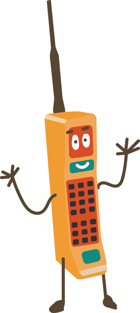 Cheerful Vintage Phone Illustration with Arms on Transparent Background - Download Free Stock Images Pikwizard.com