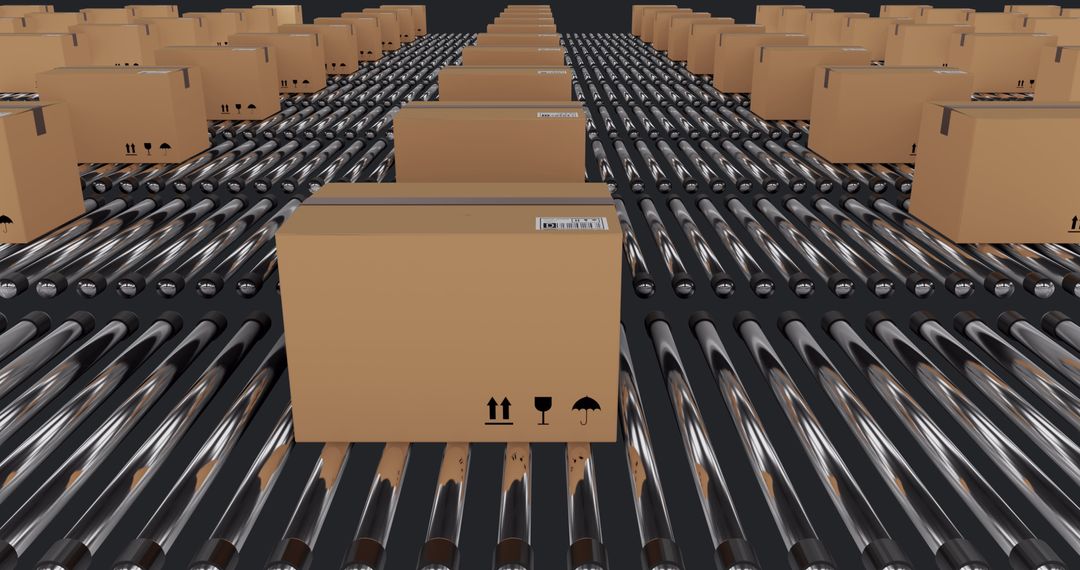 Cardboard Boxes on Automated Conveyor Belts in Warehouse - Free Images, Stock Photos and Pictures on Pikwizard.com