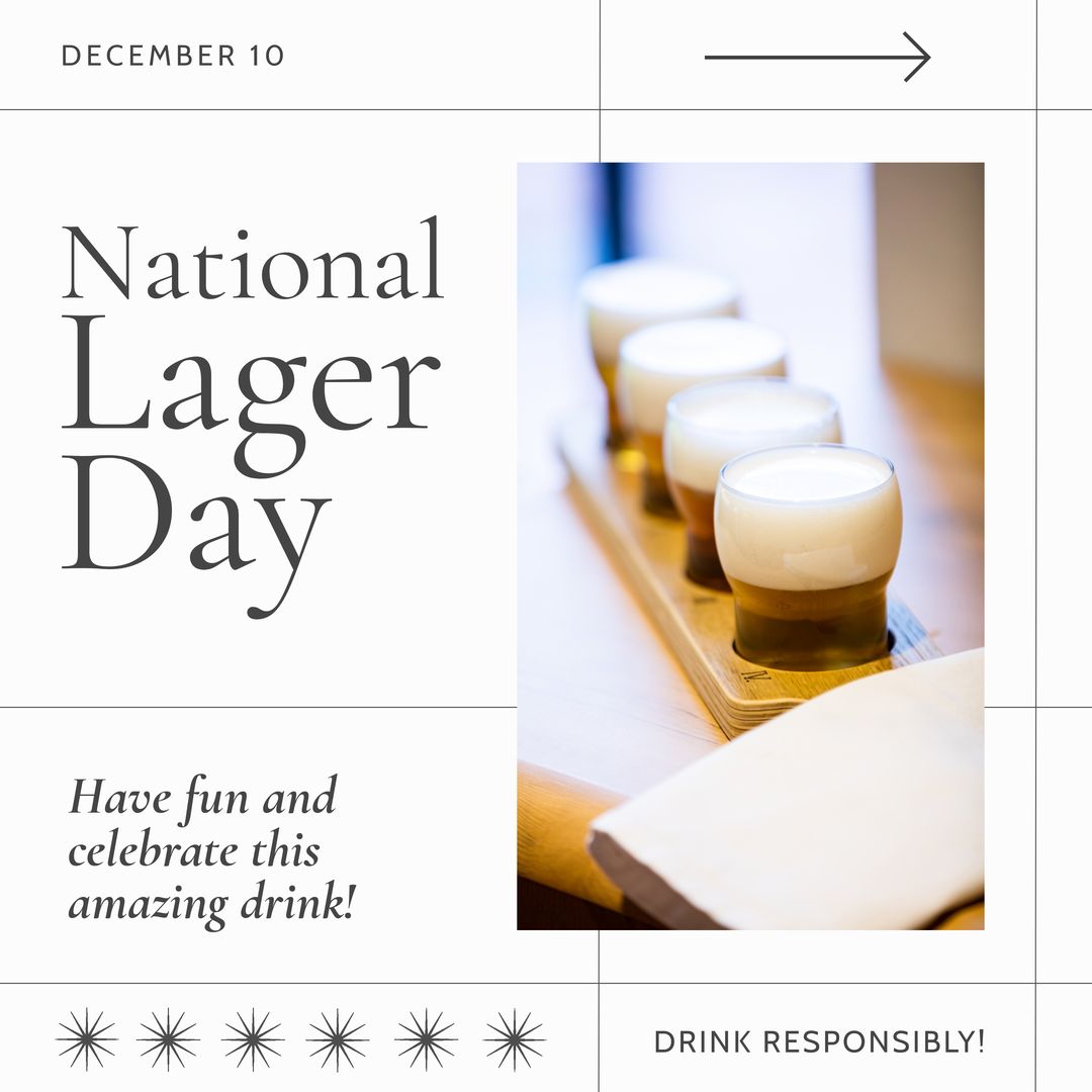 Celebrating National Lager Day with Four Full Lager Glasses on Tray - Download Free Stock Templates Pikwizard.com