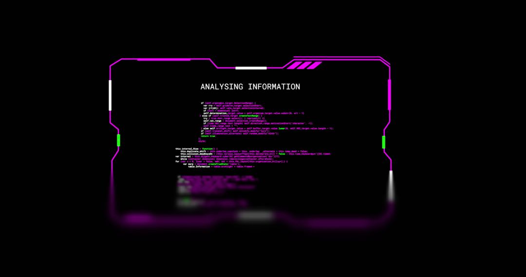 Futuristic data analysis interface with floating text
