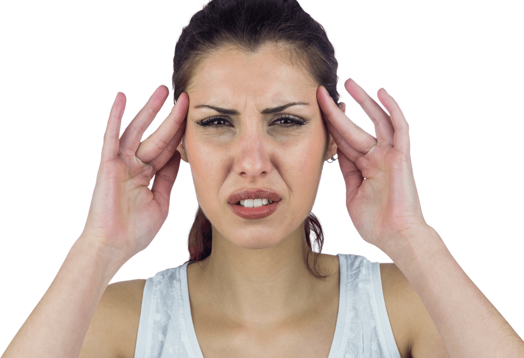 Transparent Background Woman Dealing with Severe Headache