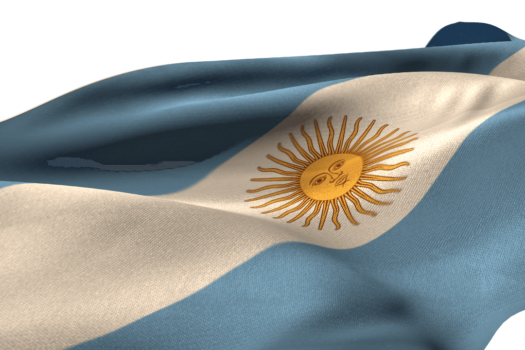 Dynamic Argentina Flag Waving on Transparent Background