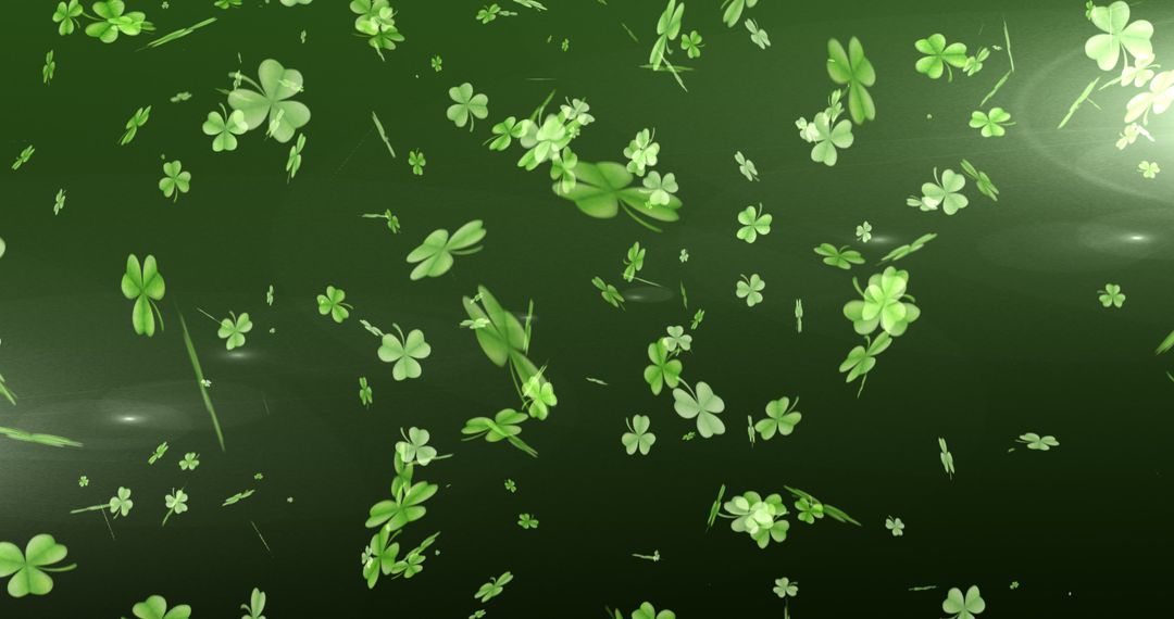 Shamrocks Floating on Vibrant Green Background for St. Patrick's Day