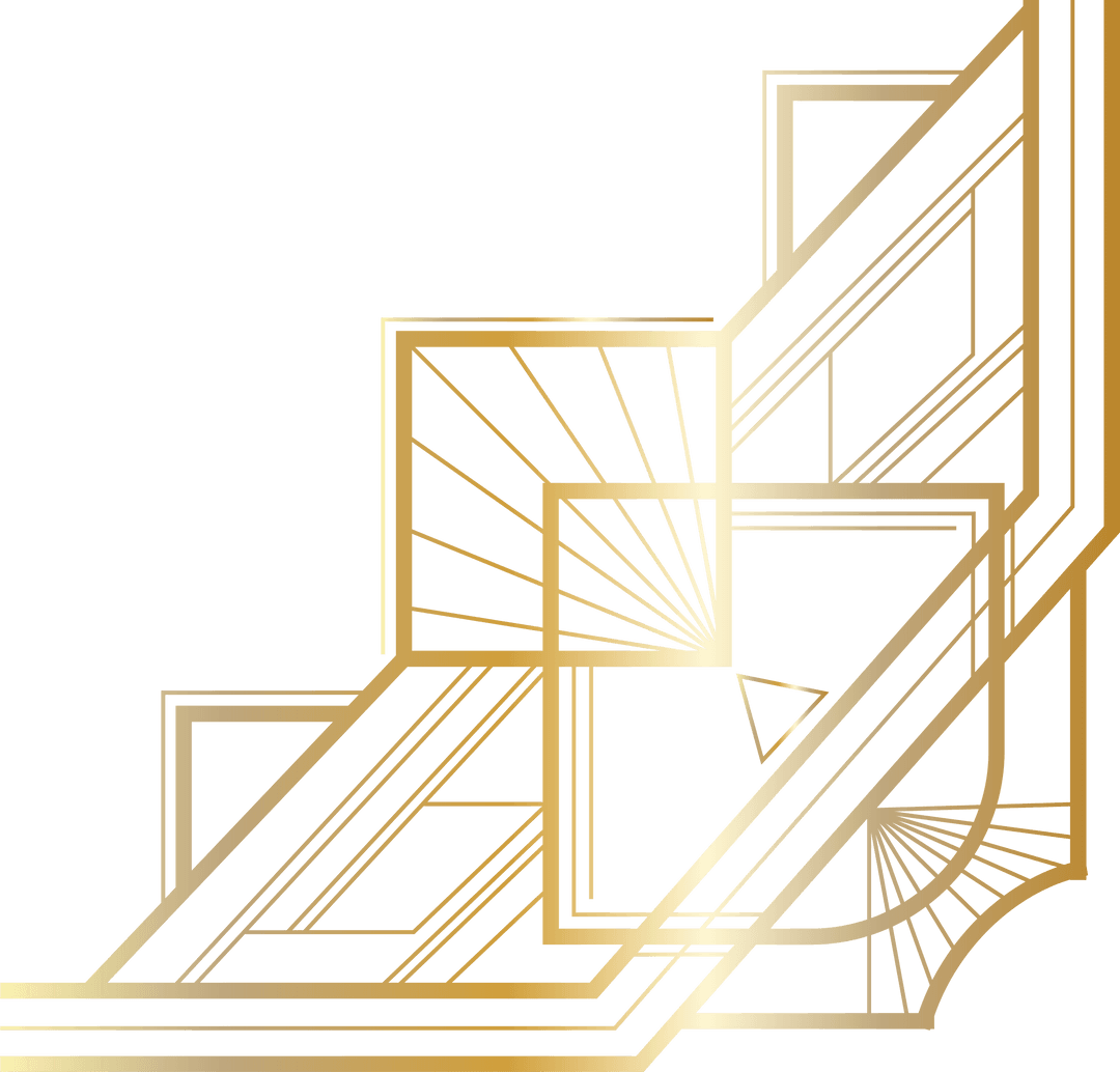 Art Deco Corner Gold Geometric Pattern on Transparent Background