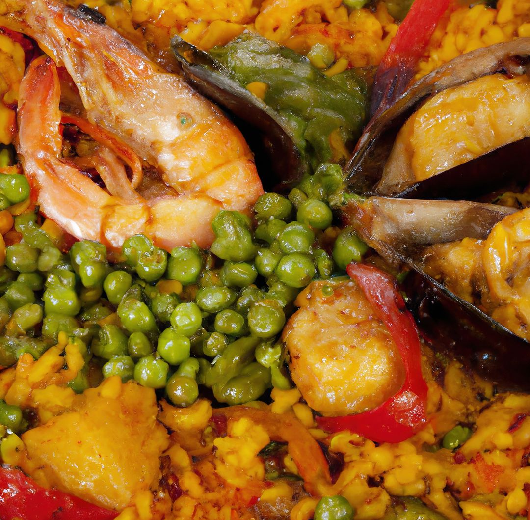 Close up of fresh paella created using generative ai technology - Free Images, Stock Photos and Pictures on Pikwizard.com