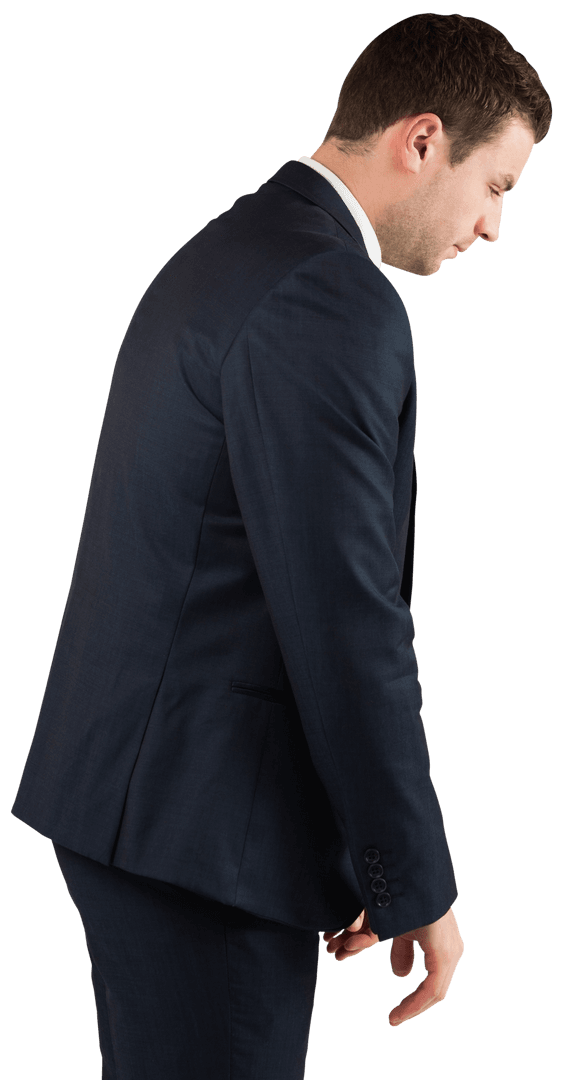 Caucasian Businessman Looking Down Transparent Background