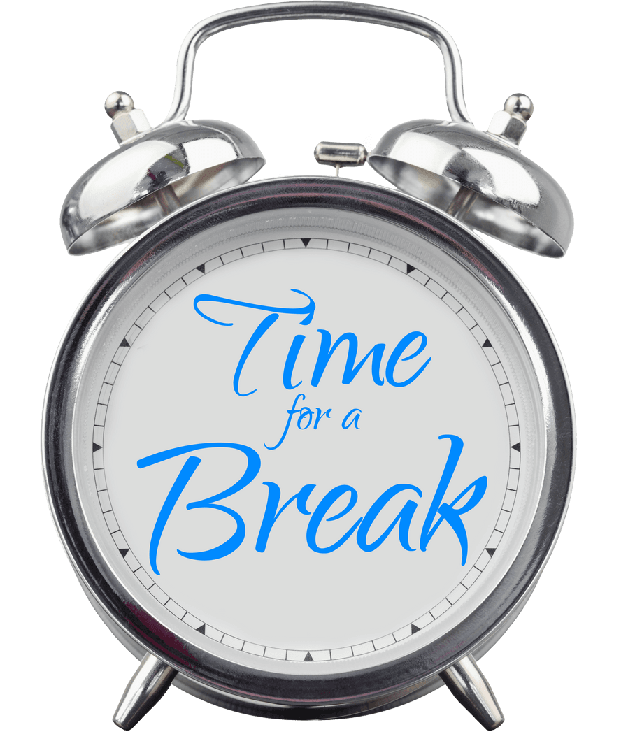 Transparent Alarm Clock with Time for a Break Text Illustration