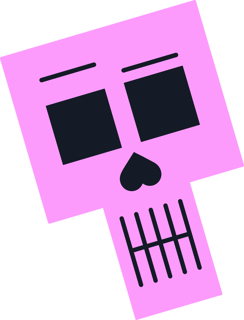 Transparent Pink Geometric Skull Illustration on Speech Bubble