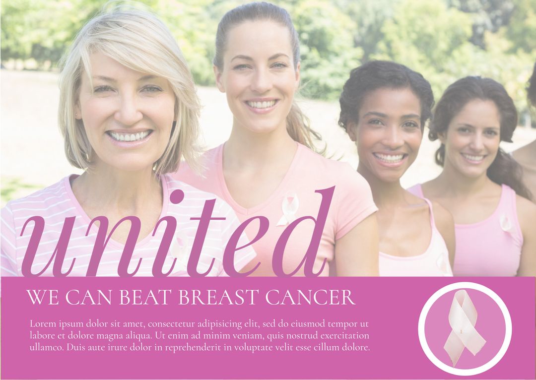 Diverse Women Unite for Breast Cancer Awareness with Hopeful Smiles - Download Free Stock Templates Pikwizard.com