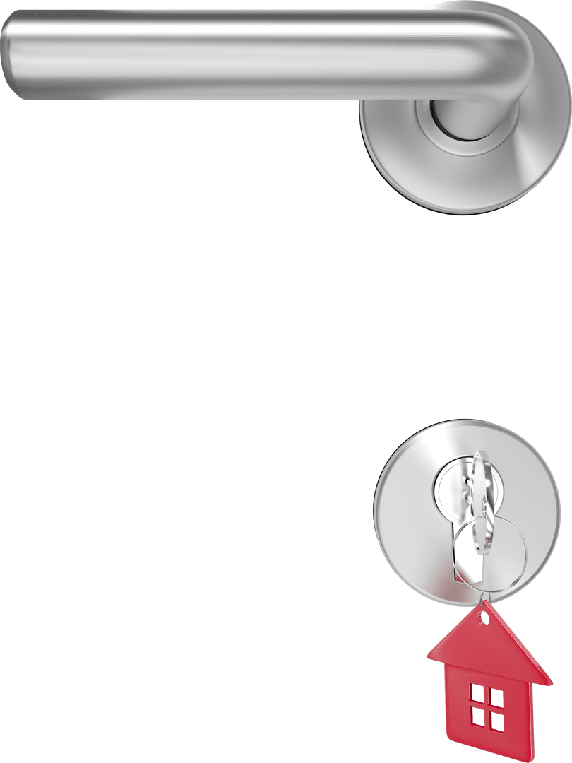 Transparent Door Handle with Red House Keychain Lockset