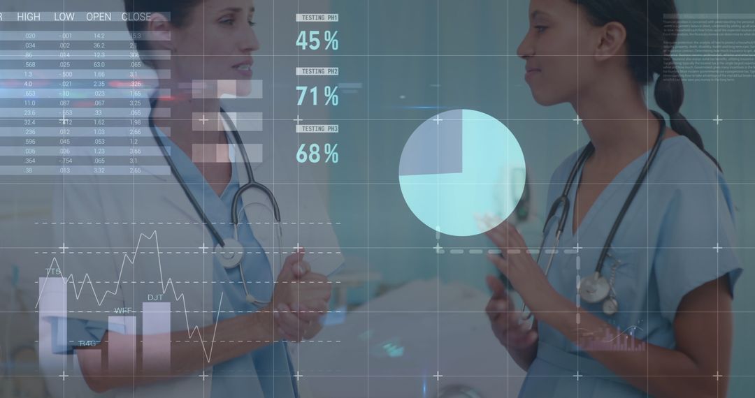 Healthcare Professionals Analyzing Digital Data Trends