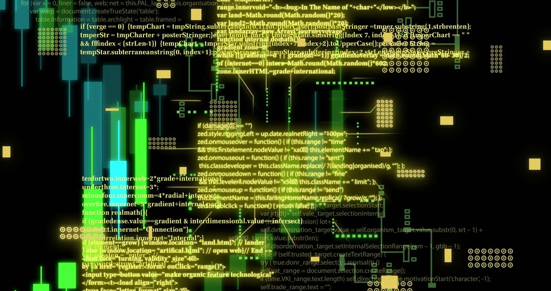 Financial Data Flowing Over Technological Circuit Visualization