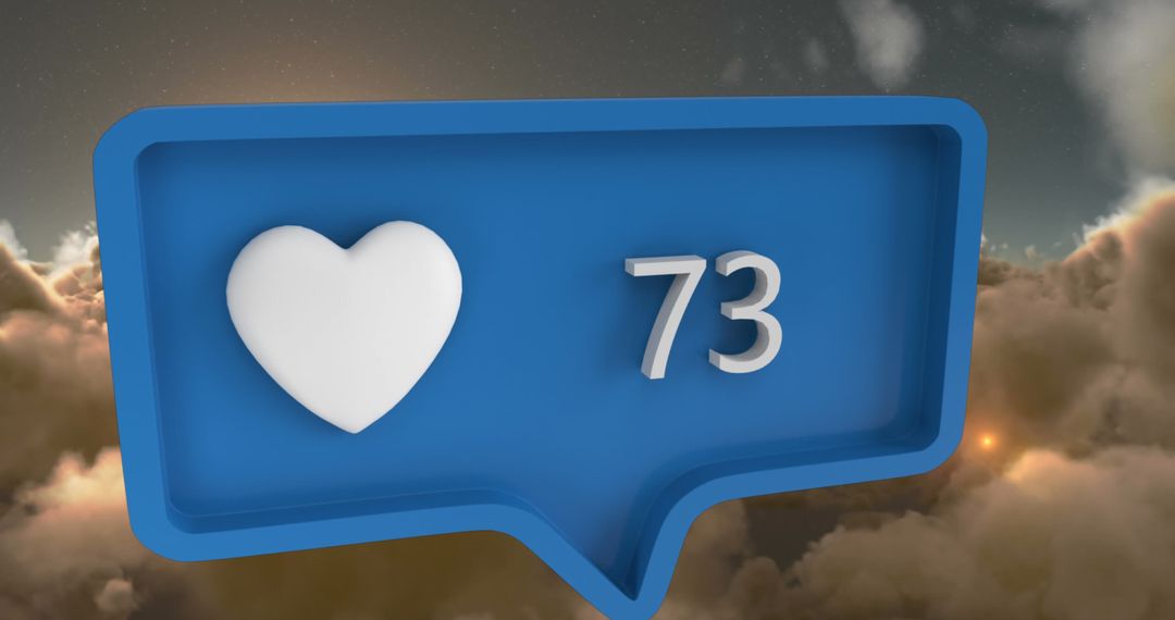 Digital Heart Notification Over Cloudy Sky for Social Media Engagement
