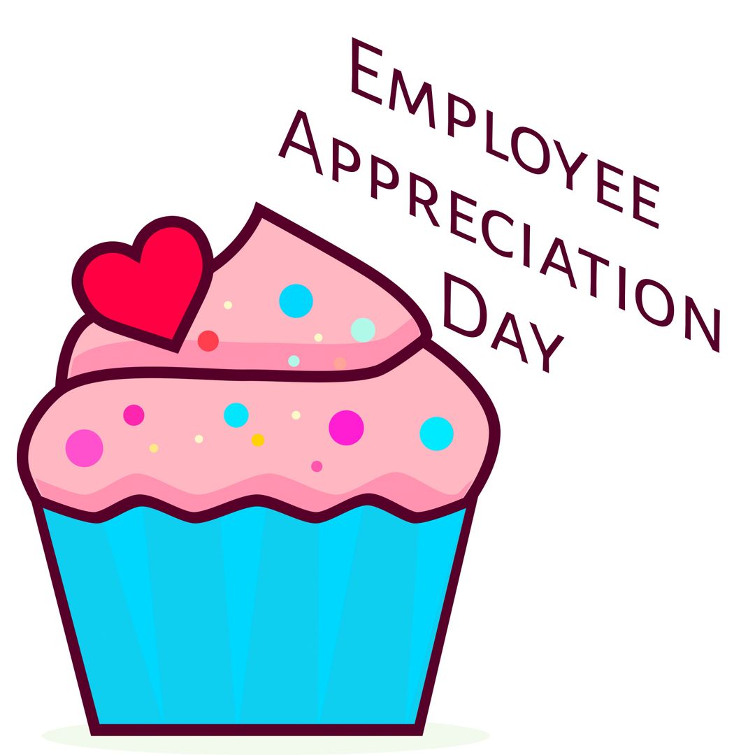 Colorful Cupcake Design with Heart Celebrating Employee Appreciation Day - Download Free Stock Templates Pikwizard.com