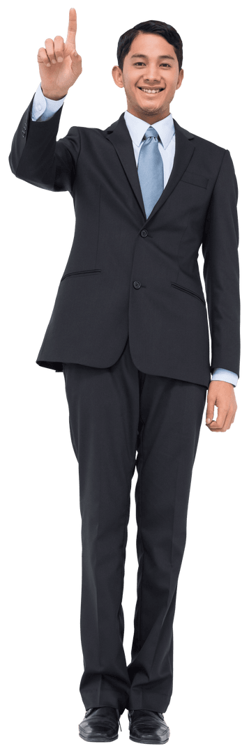 Successful Businessman Pointing on Transparent Background