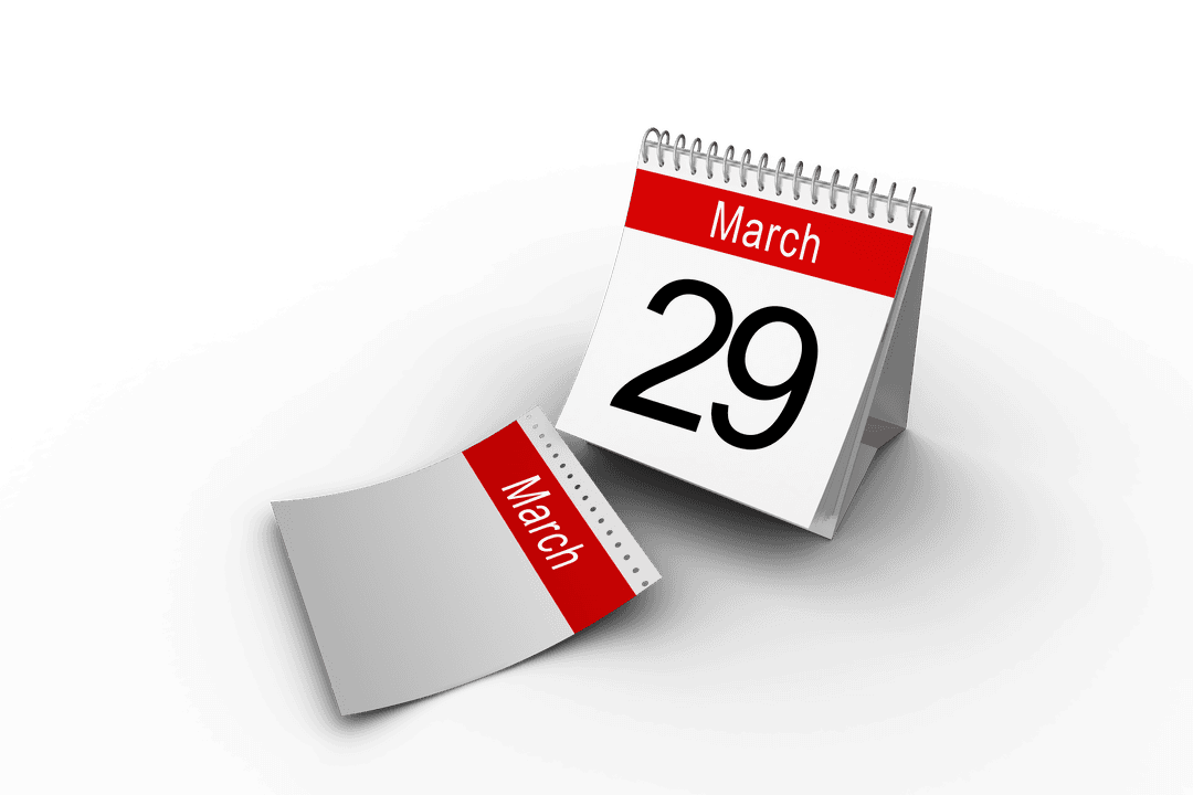 Transparent Desk Calendar Showing 29th of March