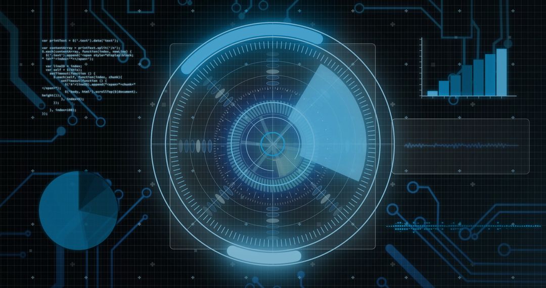 Futuristic Rotating Circular Interface with Digital Elements