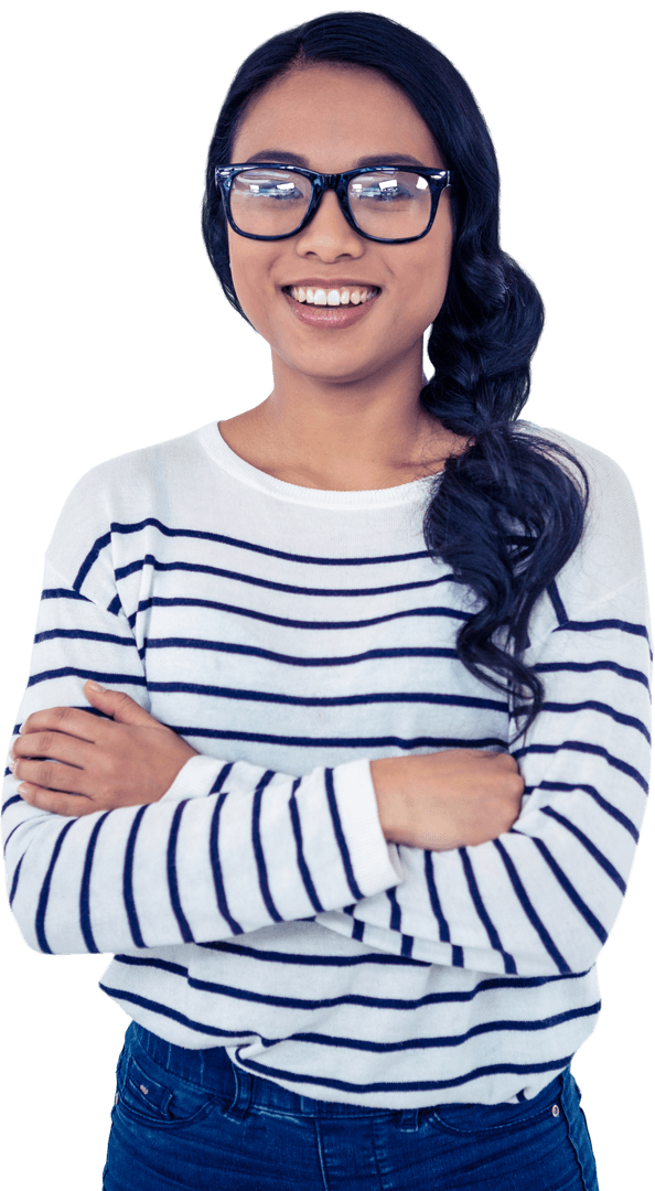 Smiling Woman with Glasses Transparent Background