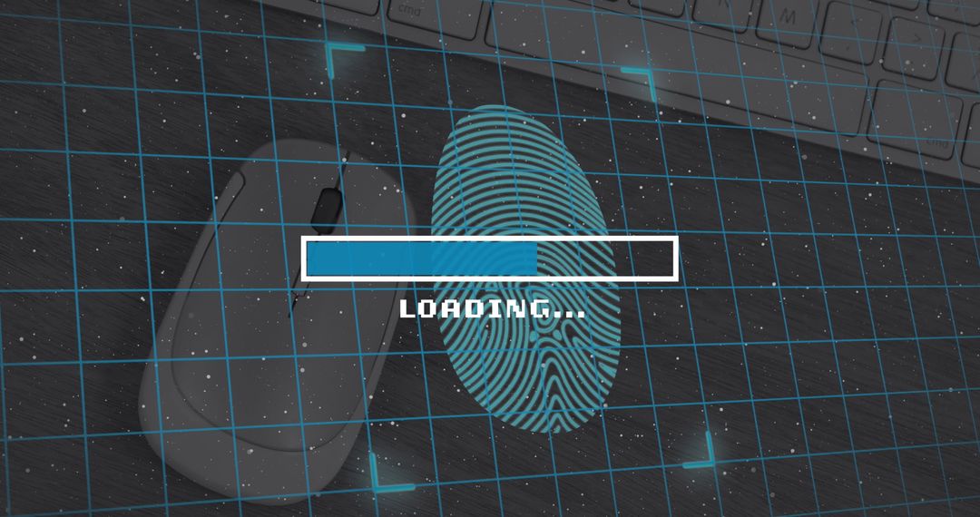 Digital Loading Progress with Fingerprint and Keyboard Background